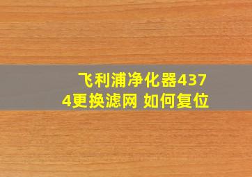 飞利浦净化器4374更换滤网 如何复位